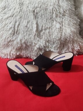 Stuart Weitzman Galene Black Crisscross Slide Sandals - Women's